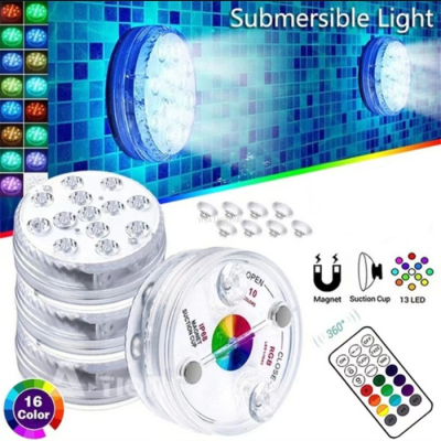 Diving Light Remote Control Colorful Color Changing Swimming Pool Light Underwater Lamp Timing with Suction Cup Magnet