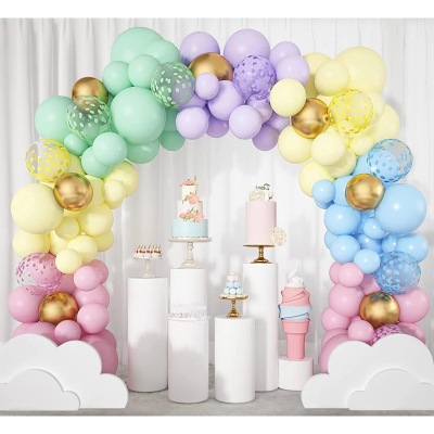 Cross-Border Amazon Color Macaron Balloon Combo Set Children's Birthday Balloon Party Decoration Balloon Scene