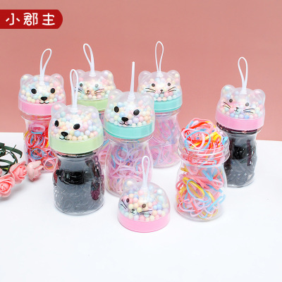 Korean Style Children's Colorful Rubber Band Cartoon Canned Baby Hair Tie Hair Rope Thickened Disposable High Elastic Small Rubber Band