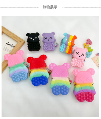 Little Bear Doll Children's Toy Small Bag Girl Cute Princess Shoulder Messenger Bag Press Music Decompression Coin Purse