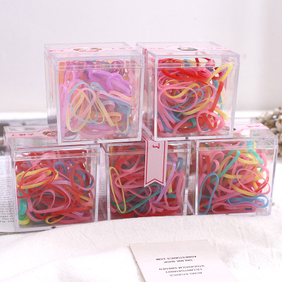 Boxed Disposable Rubber Band Baby Harmless Hair Elastic Color High Elastic Leather Case Strong Pull Constantly Tie Hair Wholesale