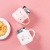 INS Ceramic Cup with Mirror Twist Cover Female Korean Cute Girl Heart TikTok Red Creative Student Water Cup