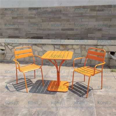 Outdoor Desk-Chair  Outdoor Coffee Shop Courtyard Outdoor Leisure Milk Tea Shop White Balcony Aluminum Table and Chair