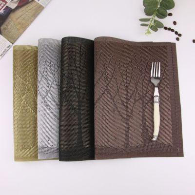 Small Tree Placemat High-End Hotel Western-Style Placemat Waterproof Non-Slip Insulation Mat Jacquard Placemat PVC Coaster Plate Mat