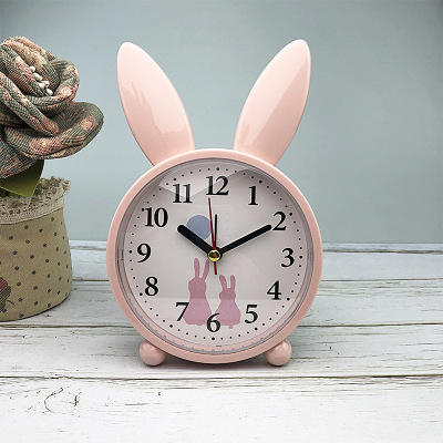 Little Alarm Clock Creative Clock Alarm Adorable Rabbit Bedside Cute Children Cartoon Mute Clock Student Minimalist SM