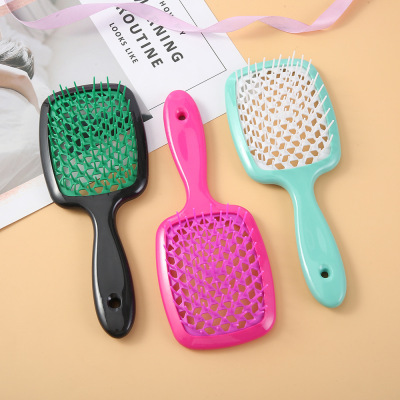 Hollow Mesh Comb Wet and Dry Square Fluffy Shape Color Massage Tangle Teezer Plastic Household Shampoo Comb