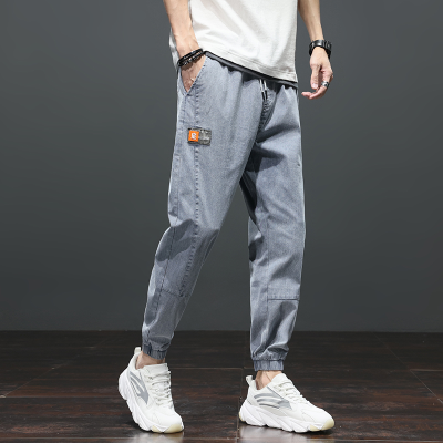 Jeans Men's Summer Thin 2022 Men's Pants Loose Ankle-Length Summer Trendy Ankle-Tied Ice Silk Leisure Pants Men's