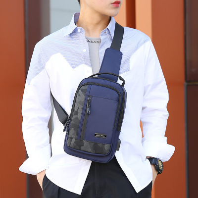 Trendy Chest Bag Waterproof Crossbody Bag Large  Smart Charging Men's Bag Multi-Functional Casual Wearproof Shoulder Bag