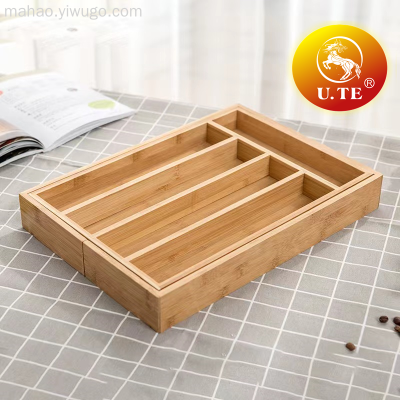 Bamboo Kitchen Appliances Tableware Drawer Built-in Compartment Tray