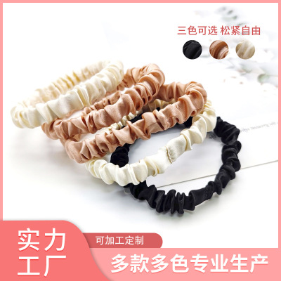 New Silk Small Intestine Hair Ring Solid Color Popular Hair Ring Hair Rope High Elastic Rubber Hand with Flower Style Hair Accessories in Stock Wholesale