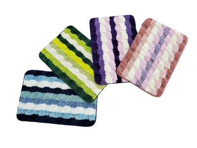 In Stock Microfiber Color Stripes Straight TPR Non-Slip Floor Mat Tufted Carpet Bathroom Mat Door Mat