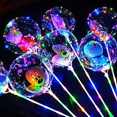 Light-Emitting Bounce Ball Transparent LED Lighting Chain Hot-Selling Stall Light-Emitting Toy Push Cartoon Bobo Ball