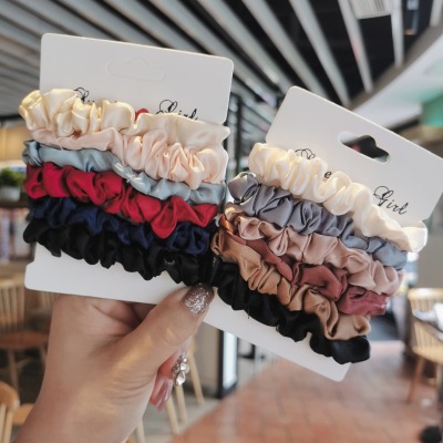 Simple Solid Color Satin Small Intestine Ring Hair Rope Sweet Girl Online Influencer Refined Head Rope Korean Simple High Elastic Hair Ring
