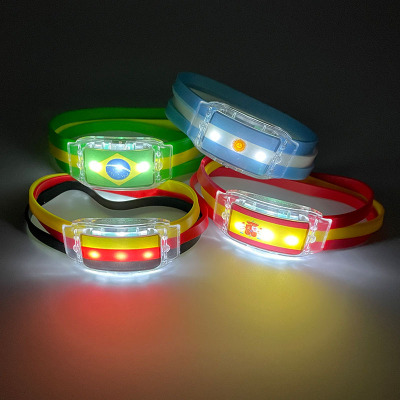 2022 World Cup Luminous National Flag Bracelet Led National Flag Bracelet Silicone Fans LED Luminous Cheer Supplies