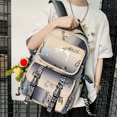 Ins Trendy Cool Fashion Graffiti High Sense Large-Capacity Backpack Early High School and College Student Backpack Women