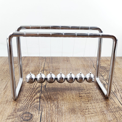 Newton's Cradle Bumperball a Regional Name for Billiards Laws of Physics Decompression Ornaments All Metal 7 Beads All Metal Frame Swing Ball