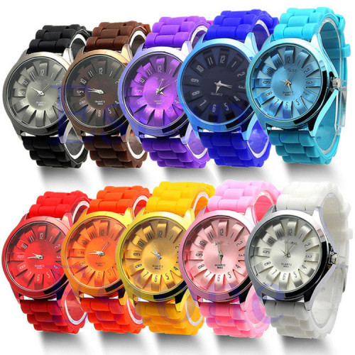 aliexpress new color silicone watch female factory direct chrysanthemum watch male double layer literal wholesale