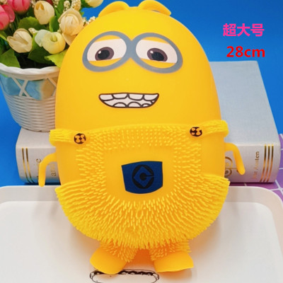 Direct Sales Luminous Electronic Toy Floor Push Decompression Doll Night Market Stall Inflatable Children Hairy Ball Toy