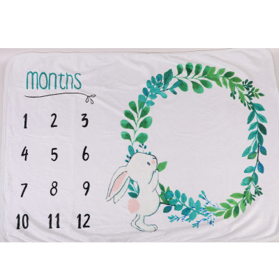 Factory Direct Sales Printed Flannel Milestone Blanket Baby Photo Month Blanket Flannel Blanket Customizable