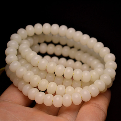 Guan Yin Tang Craft Supply 8/9/10/12mm Dry Ground White Apple round 108 White Corypha Umbraculifea Bracelets