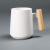Wooden Handle Ceramic Cup Foreign Trade Mug Gift Box Creative Coffee Cup Couple Water Cup with Cover Spoon