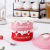 Restaurant Strawberry Binaural Dessert Tureen Cute Household 340ml Small Soup Pot Ceramic Steamed Egg Bowl with Lid