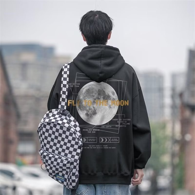 Hooded Sweater Men's 2022 New Spring and Autumn Printed Hoodie Pullover Top Korean Fashion Loose Versatile Coat