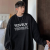 Heavy Long-Sleeved T-shirt Men's Cotton Thick Loose Solid Color 2022 Spring and Autumn Black, Hoodie Japanese round Neck Bottoming Shirt