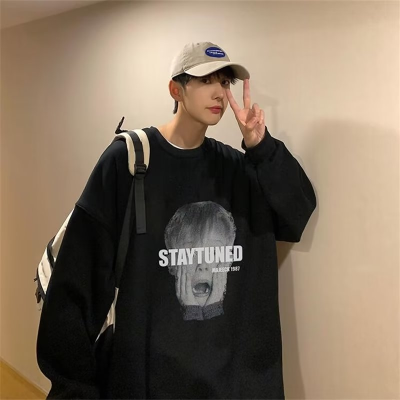 2022 Hoodless Sweater Men's Spring and Autumn Ins Fashion Brand American Retro High Street Spring and Autumn Oversize Crew Neck Coat