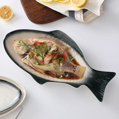 Plate Large Long Platter Steamed Fish Dedicated Put Fish Fish Plate Good-looking Internet Celebrity Grilled Fish Dish