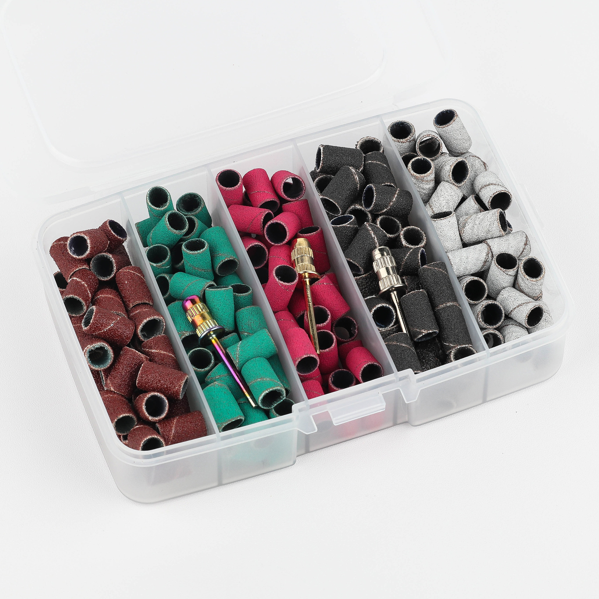 新盒装250粒美甲打磨头砂圈 打磨机彩色砂圈配轴承