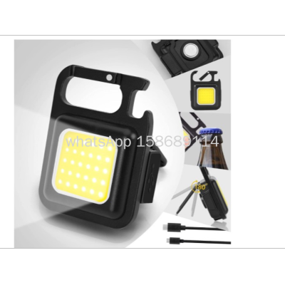 Portable Cob Mini Keychain bottle opener Light Highlight Rechargeable Work Lamp Outdoor opener Flashlight GIfts