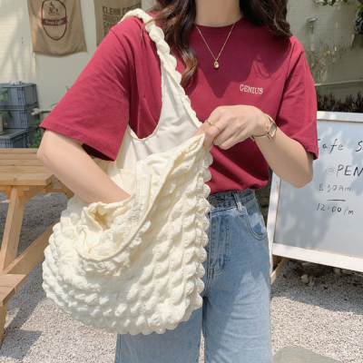 2022 Western Style Cloud Bubble Flower Shoulder Bag New Vest Bag Female Student Simple Handbag Canvas Bag