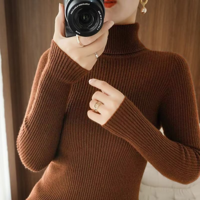 Soft Nuo Fashion High Collar Bottoming Shirt Women's Slim Fit Western Style Inner Wear Knitted Autumn and Winter High Lapel Tight Sweater