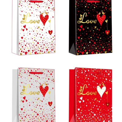 Valentine's Day Gift Bag Love Heart Paper Bag Handbag Gilding Craft in Stock