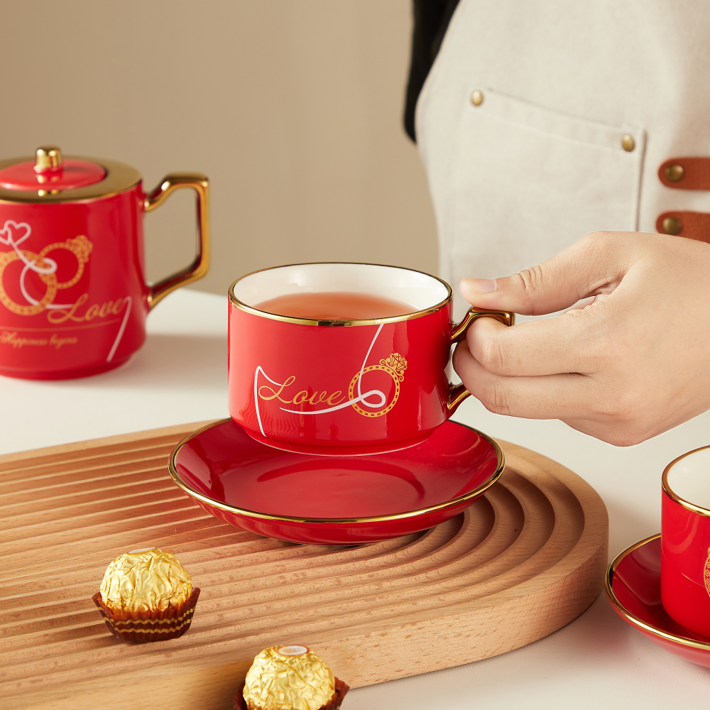 创意伴手礼陶瓷茶具套装可爱少女心小清新咖啡杯跨境亚马逊伴手礼