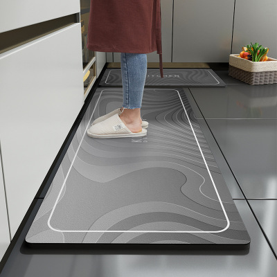 Kitchen Floor Mat Absorbent Oil-Absorbing Non-Slip and Oilproof Floor Mat Household Long Washable Erasable Stain-Resistant Mat Special Carpet