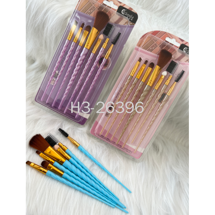 法沫拉  7支麻花塑料柄彩色套刷化妆刷腮红刷眼部刷泡壳 厂家直销