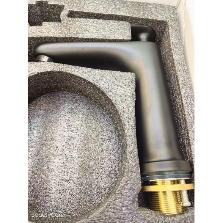 永能兰花高端全铜家装浴室柜全黑铜内置平面冷热单孔水龙头