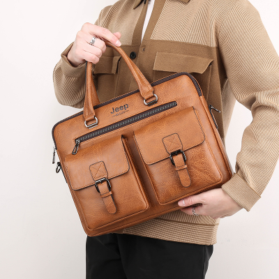 European and American Men's Work Business Casual Handbag Men's Bag Briefcase Business Casual Men's Large Capacity Computer Bag