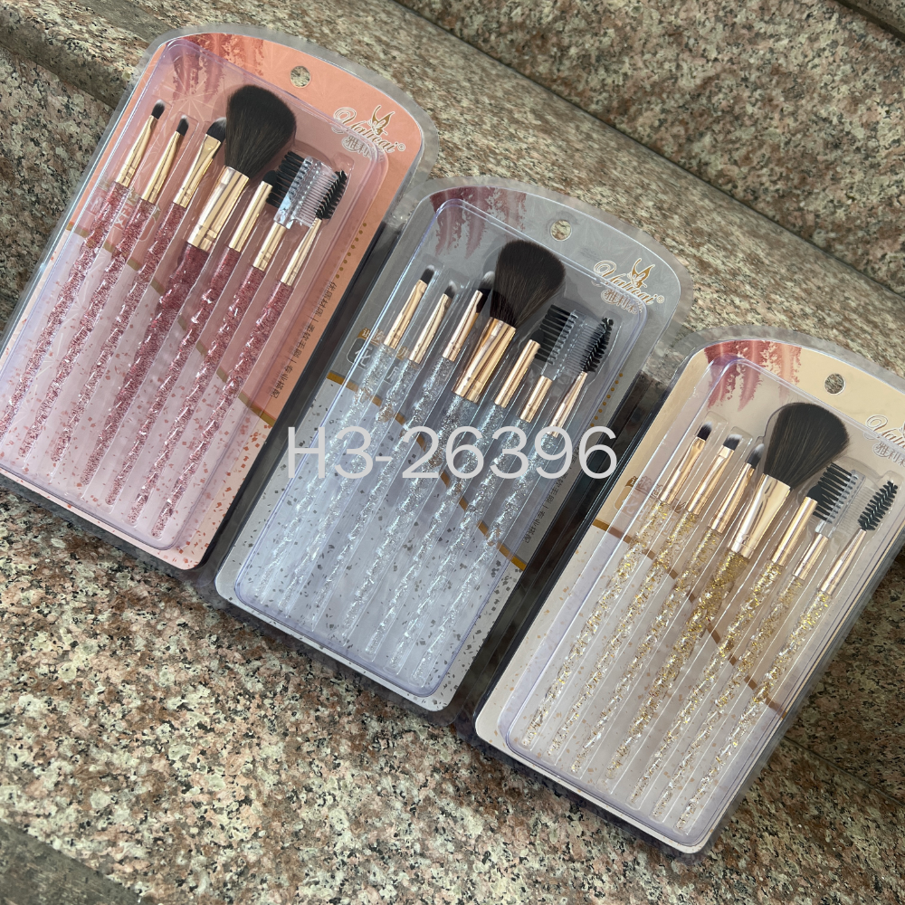 新款化妆刷套刷7支麻花冲粉透明水晶柄彩妆腮红刷眼影刷 厂家直销