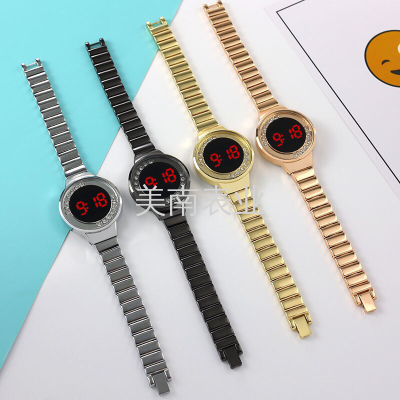 New Foreign Trade Fashion Rhinestone Women's Steel Belt Led Watch Simple Luminous Temperament Electronic Watch