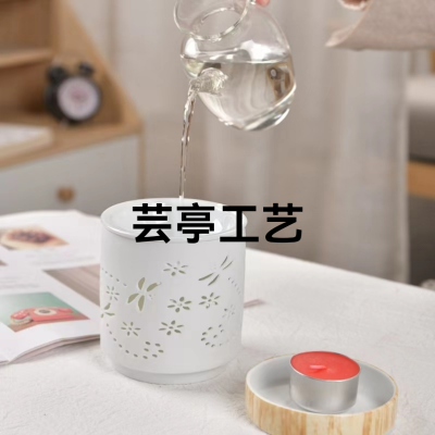 Modern Simple Nordic Style Ceramic Incense Burner Hollow Pattern Essential Oil Stove Incense Burner with Saucer Decoration Can Be Wholesale