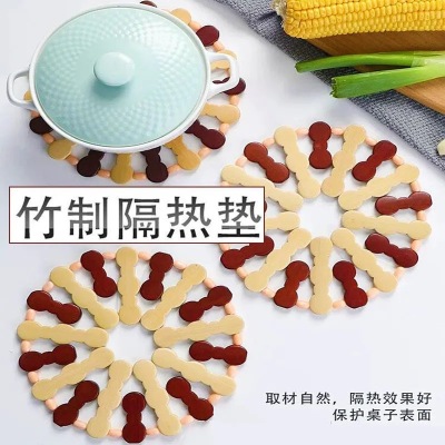 2 Yuan Store round Bowl Mat Bamboo Bowls Mat Coaster 2 Yuan Store Supply Wholesale