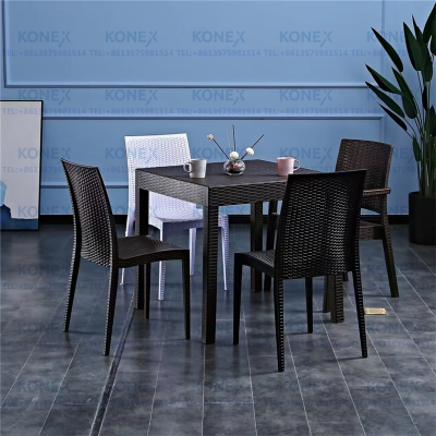 Plastic Dining Tables and Chairs Outdoor Leisure Rattan Chair Table Chair Coffee Shop Rattan Chair Table Back Chair