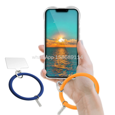 Silicone Loop Phone Lanyard Cell Phone Hand Wrist Lanyard Strap with Key Chain Holder Universal for Phone Case Anchor Fi