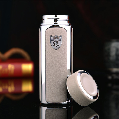 Factory Wholesale Sterling Silver Health Cup High-Grade Gift Cup Double-Layer Vacuum Thermos Cup Car Men and Women Printed Logo