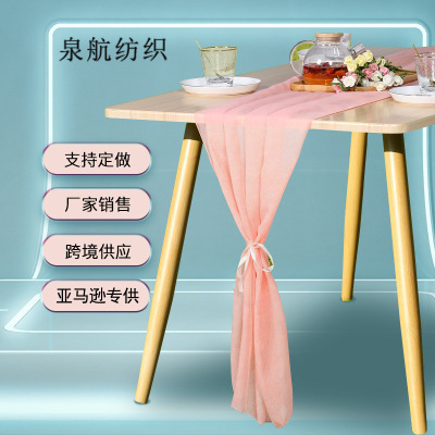 Manufacturers Supply European Chiffon Table Runner New Simple Solid Color Table Runner Hotel Wedding Banquet Dining-Table Decoration Table Runner