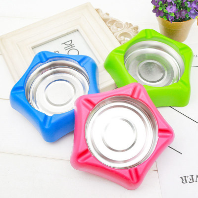 Factory Direct Supply Stainless Steel Thickened Creative Ashtray Home Office Multi-Purpose Square Five-Pointed Ashtray