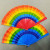 Rainbow Flat Fan Folding Fan Dance Fan Spanish Fan Plastic Colored Gold Fan